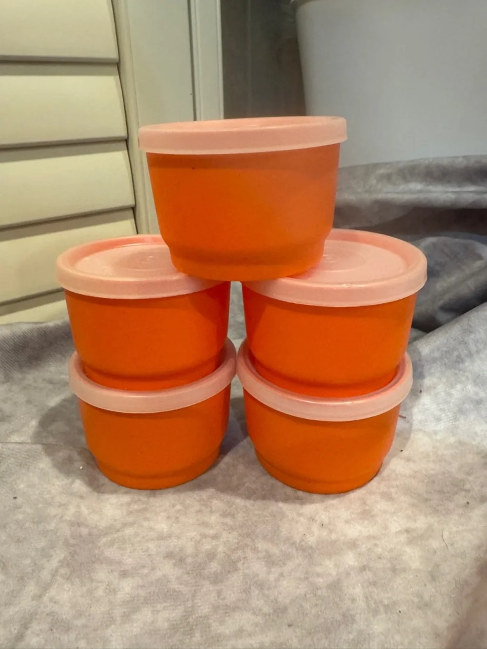Tupperware‎ Orange salad dressing/Snacks Storage Container Set with Lids